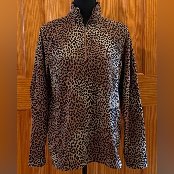 Lands' End Jackets & Blazers - Women's Lands' End 1/4 Zip Cheetah Jacket Size Medium 10-12